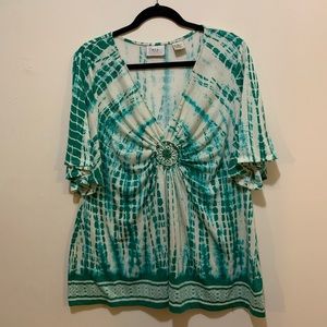 ECI New York Flattering V-Neck Blouse Size XXL